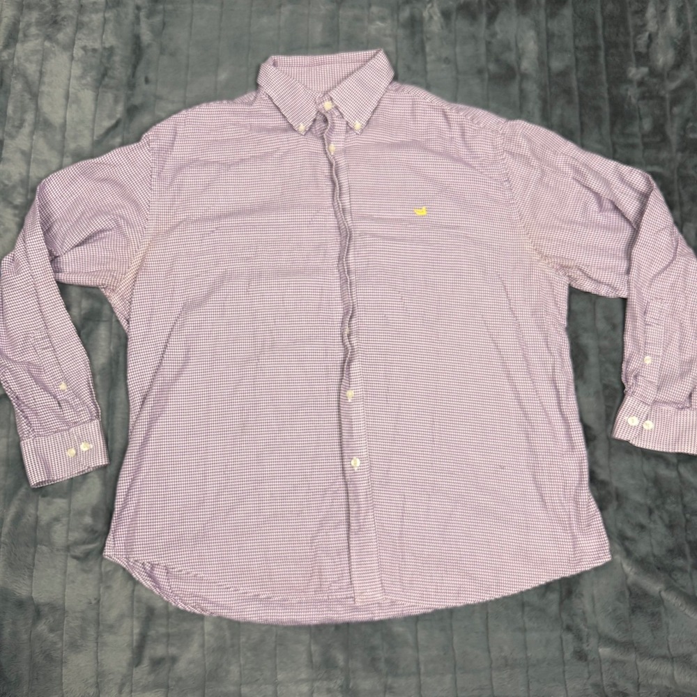 Southern Marsh Mens XL Purple White Houndstooth Cotton Button Down Shirt Logo